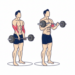Proper EZ Barbell Curl form with elbows tucked and controlled lowering phase